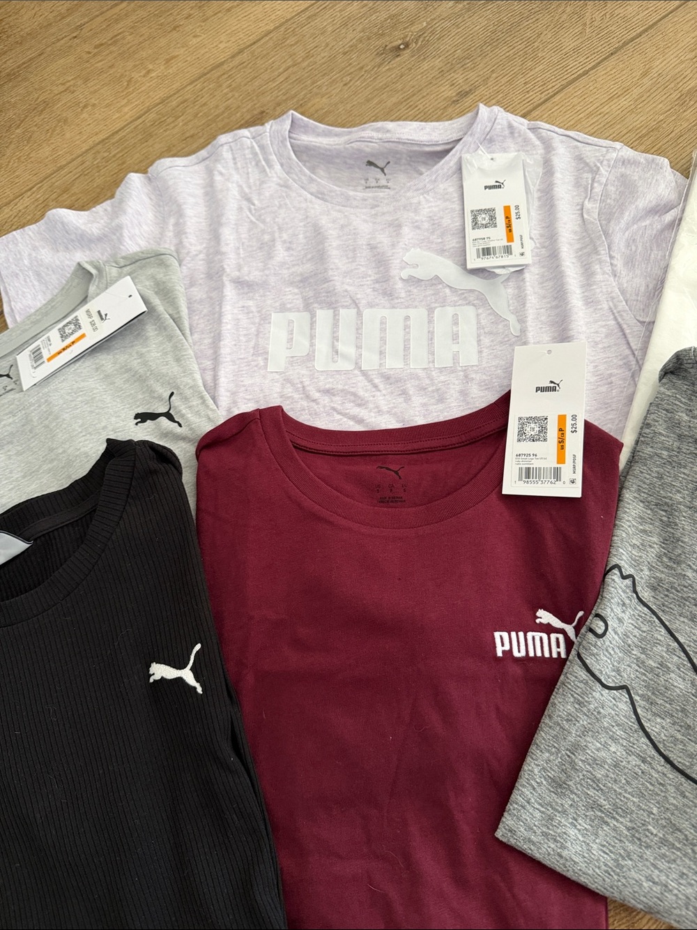 Puma Short-Sleeve Tees Pack - Black, Maroon, Light Purple, Gray, White - Picture 3 of 4